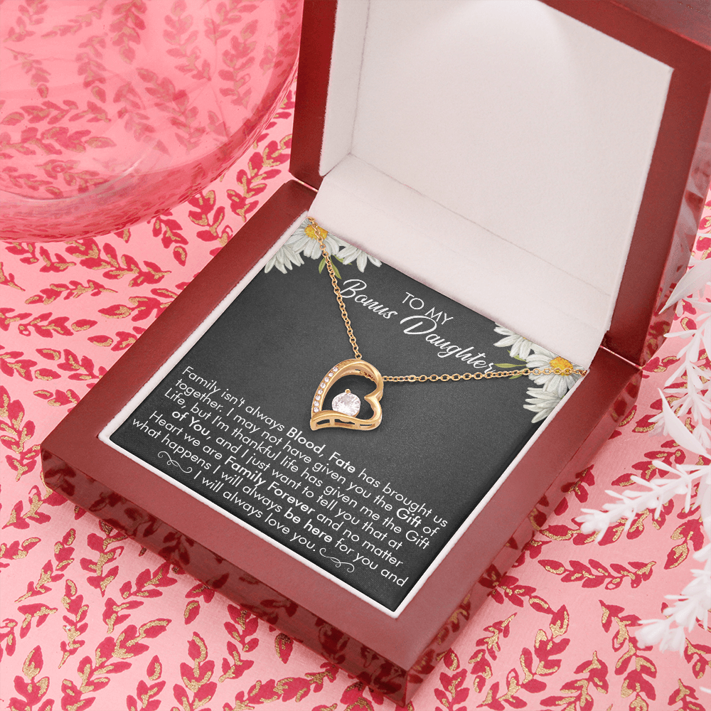 16C Necklace To My Bonus Daughter, Necklace Gift for Daughter/Her, Gift From Dad Mom