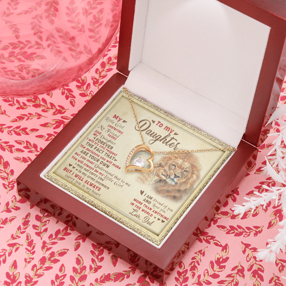 143C Necklace To My Daughter Lion, I Love Daughter Lion Dad Gift, Perfect Birth Gift
