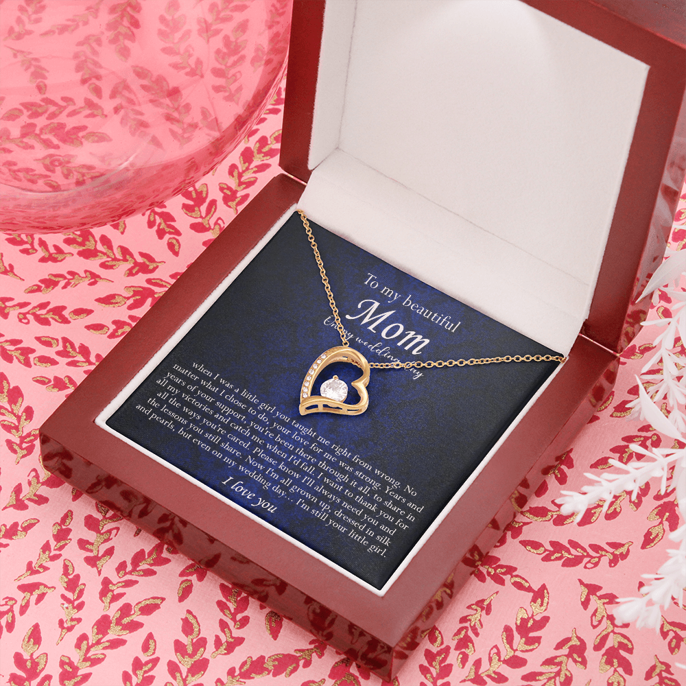 138C Necklace To My Beautiful Mom On My Wedding Day, I Love You Always Necklace Gift