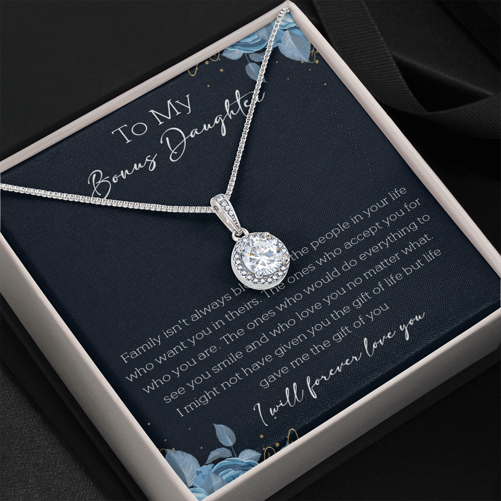 21E Cute Necklace To My Bonus Daughter, Necklace Gift for Her, Daughter From Mom Dad