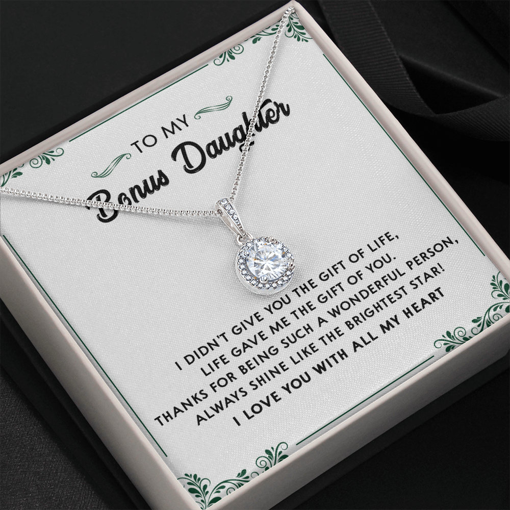 137E Perfect Gift for Bonus Daughter, Daughter Necklace, I Love You With All My Heart