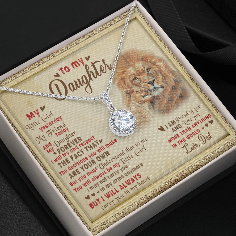 143E Necklace To My Daughter Lion, I Love Daughter Lion Dad Gift, Perfect Birth Gift