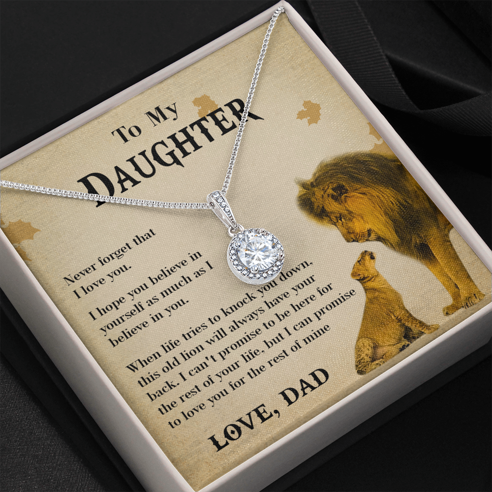 127E Necklace To My Daughter Lion, Daughter Birthday Gift, Lion Dad Necklace Gift