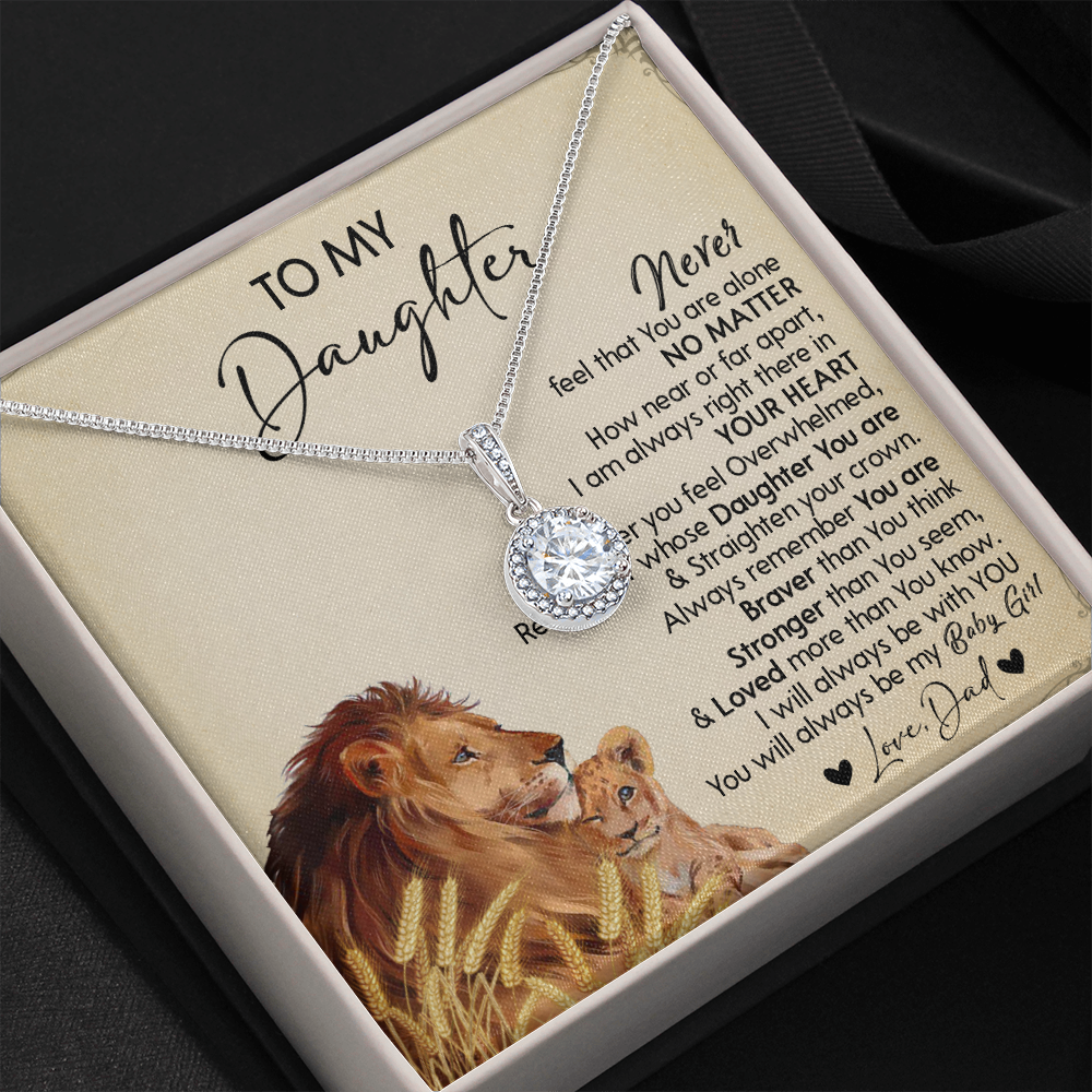 121E Necklace To My Daughter Gift From Lion Dad, You Are My Baby Girl, Birthday Gift