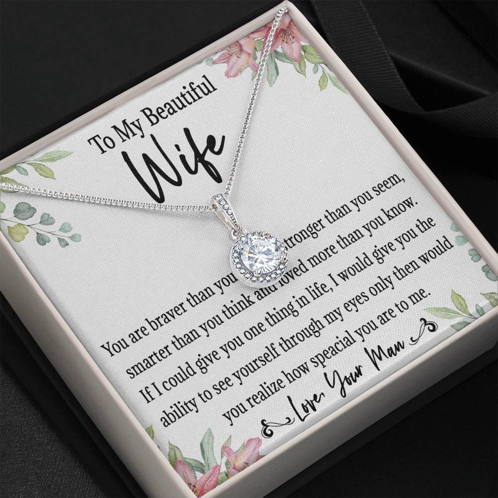 65E Love Gift To My Beautiful Wife, Women Necklace for Her, Birthday from Husband