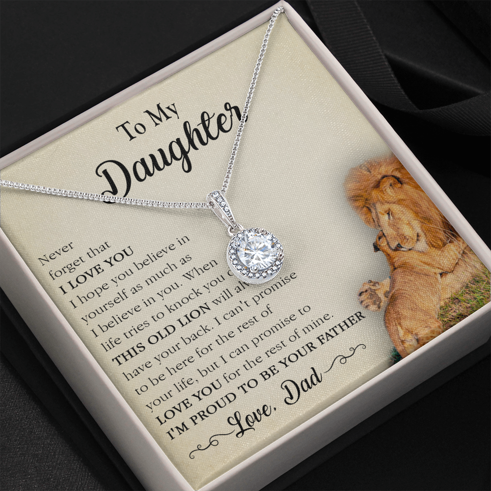 17E Necklace To My Lion Daughter, Necklace Gift for Daughter/Her, Gift From Lion Dad