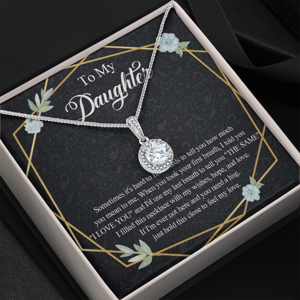 1E Heart Necklace To My Daughter Birthday Gift from Dad, Mom for Beautiful Daughter