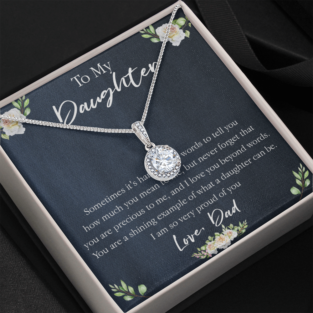 18E Necklace To My Daughter, Floral Necklace Gift for Daughter/Her, Gift From Dad