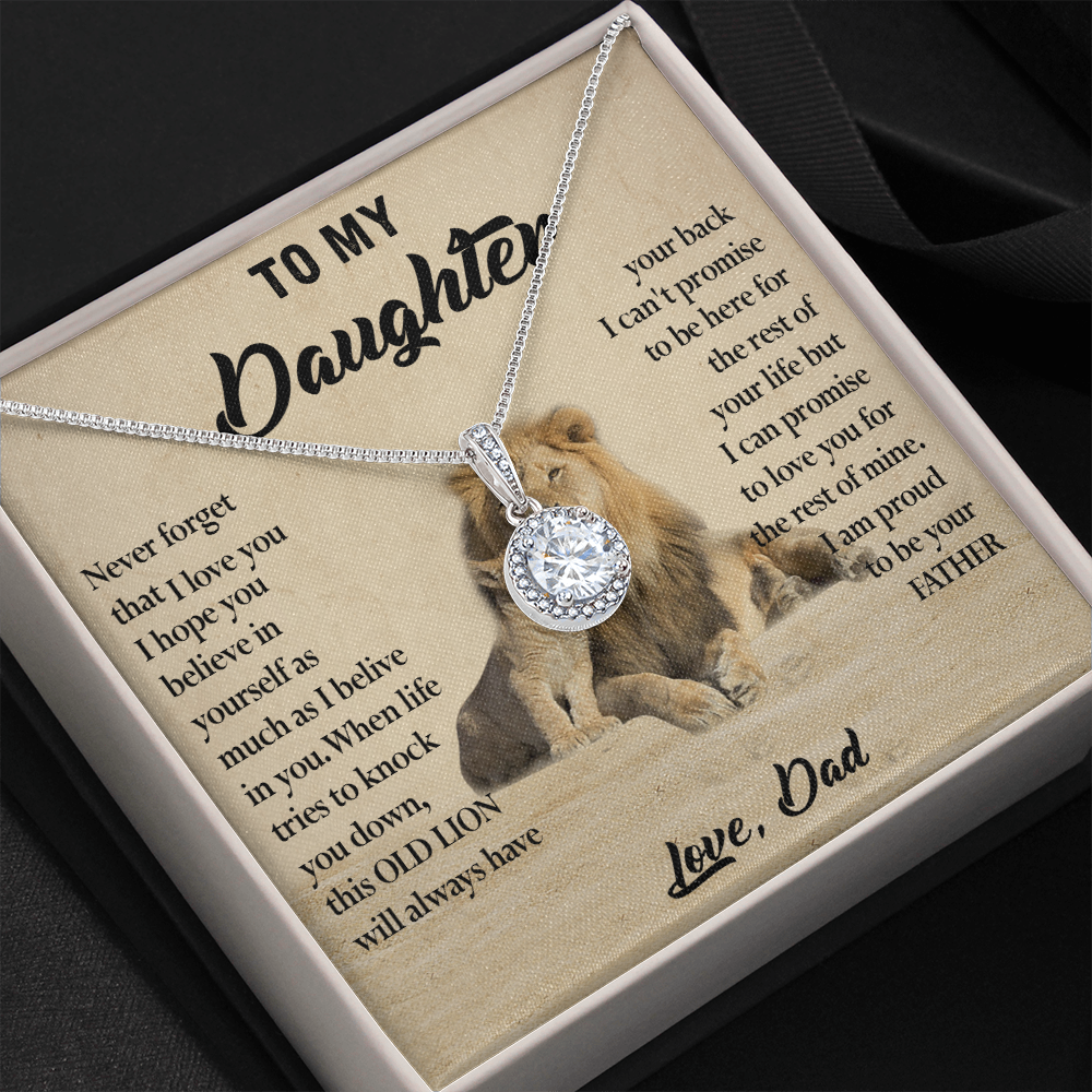 124E Necklace To My Daughter, Lion Daughter Birthday Gift from Lion Dad Necklace