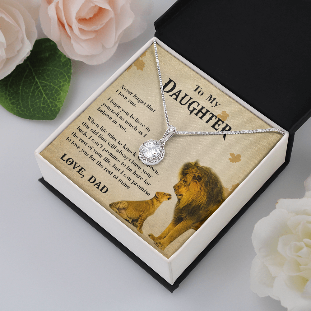 127E Necklace To My Daughter Lion, Daughter Birthday Gift, Lion Dad Necklace Gift