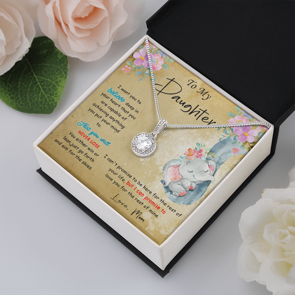 139E To My Daughter Necklace, Perfect Gift for Daughter From Elephant Mom, I Love You