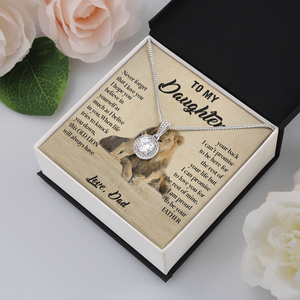 124E Necklace To My Daughter, Lion Daughter Birthday Gift from Lion Dad Necklace