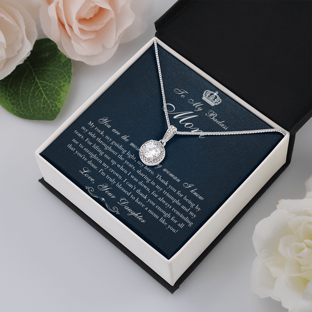 142E Necklace To My Badass Mom, Amazing Woman Necklace, I Love Mom Gift From Daughter