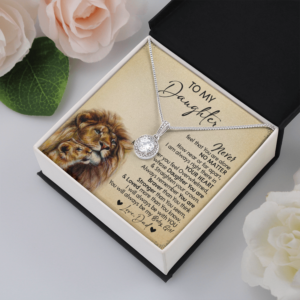 128E Necklace To My Daughter, Gift for Daughter, Birthday Gift, Lion Dad Necklace