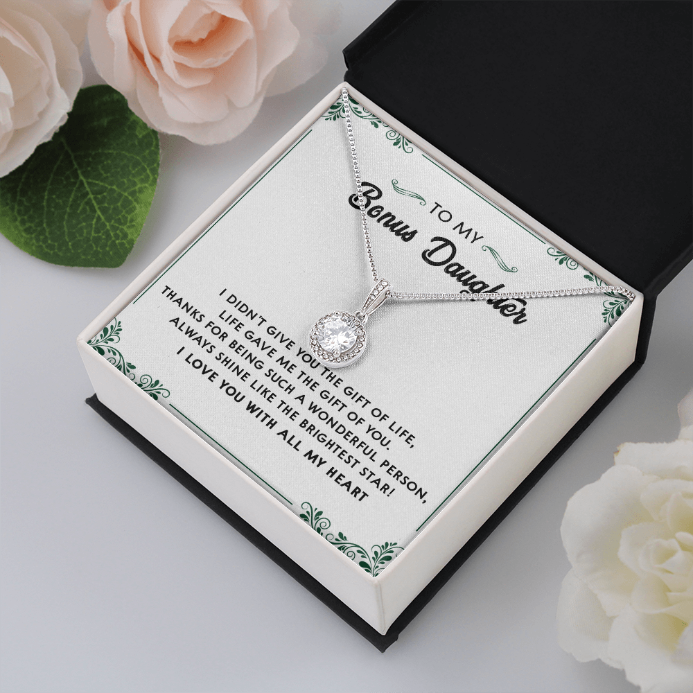 137E Perfect Gift for Bonus Daughter, Daughter Necklace, I Love You With All My Heart