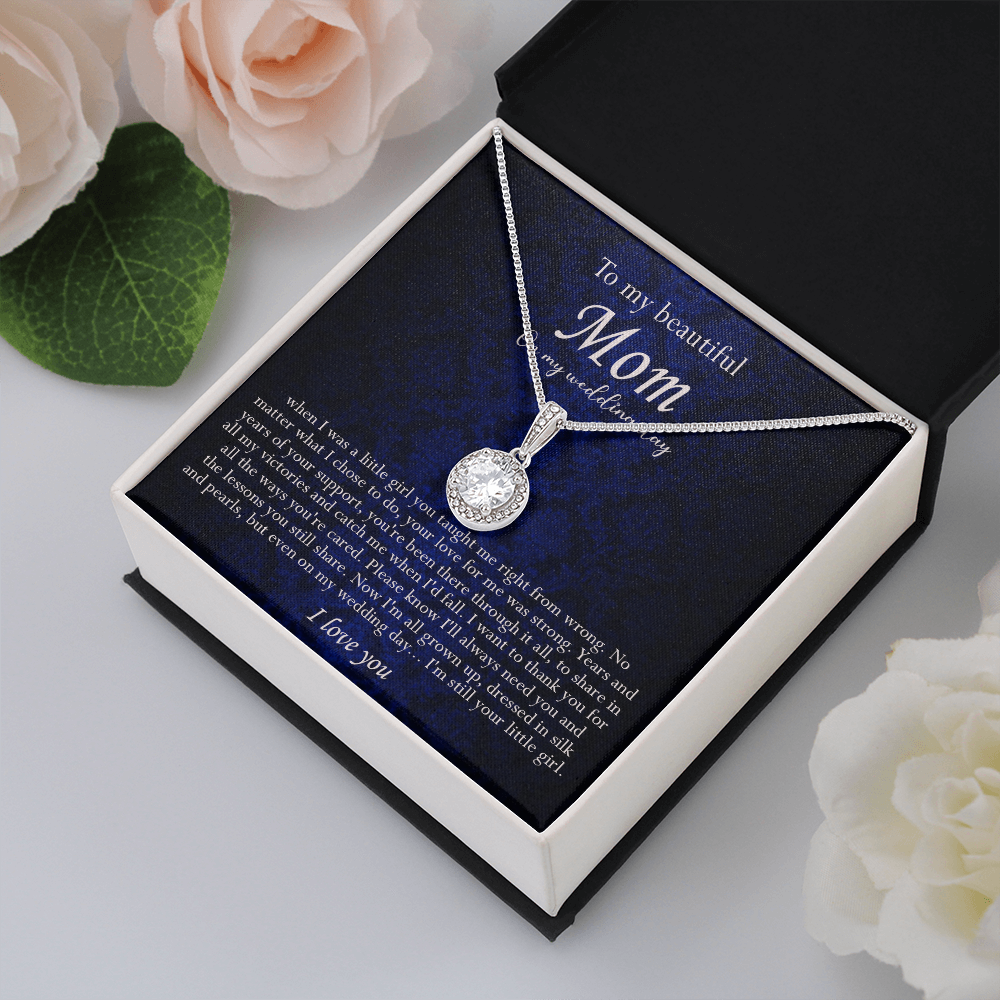 138E Necklace To My Beautiful Mom On My Wedding Day, I Love You Always Necklace Gift