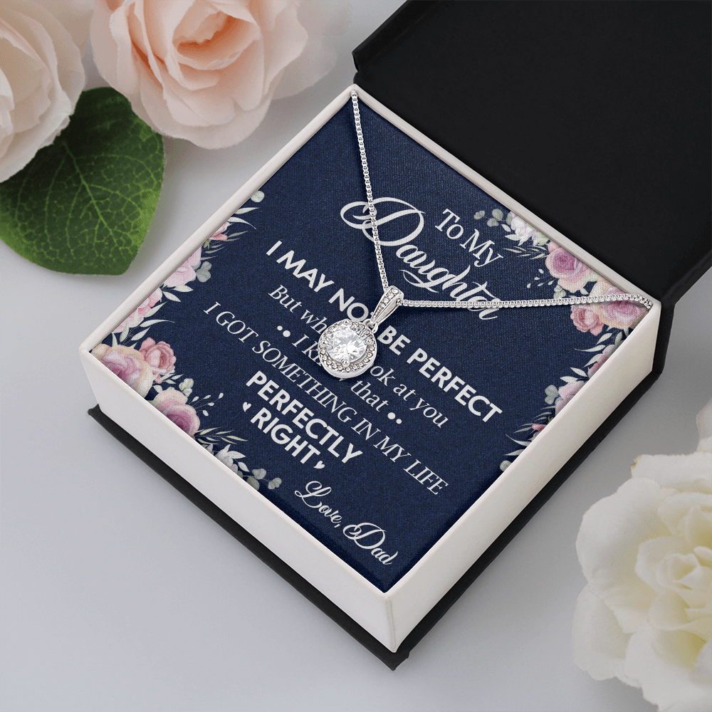 150E Necklace To My Daughter, Daughter Necklace Birthday Gift from Dad, I Love You