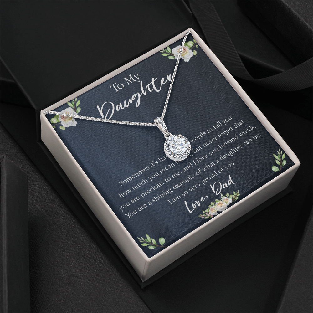18E Necklace To My Daughter, Floral Necklace Gift for Daughter/Her, Gift From Dad