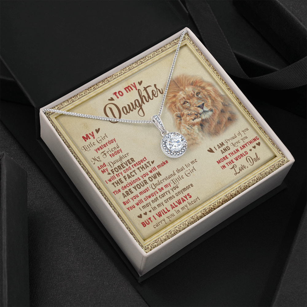 143E Necklace To My Daughter Lion, I Love Daughter Lion Dad Gift, Perfect Birth Gift
