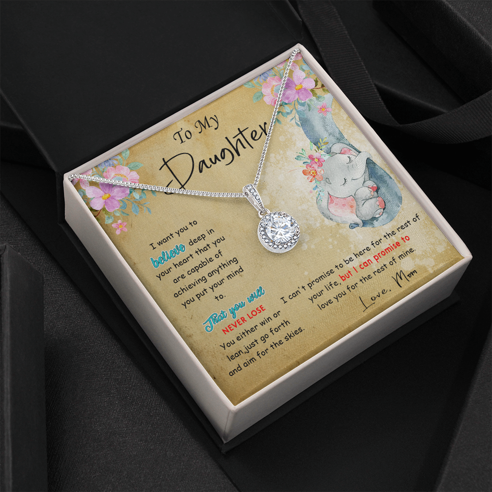 139E To My Daughter Necklace, Perfect Gift for Daughter From Elephant Mom, I Love You
