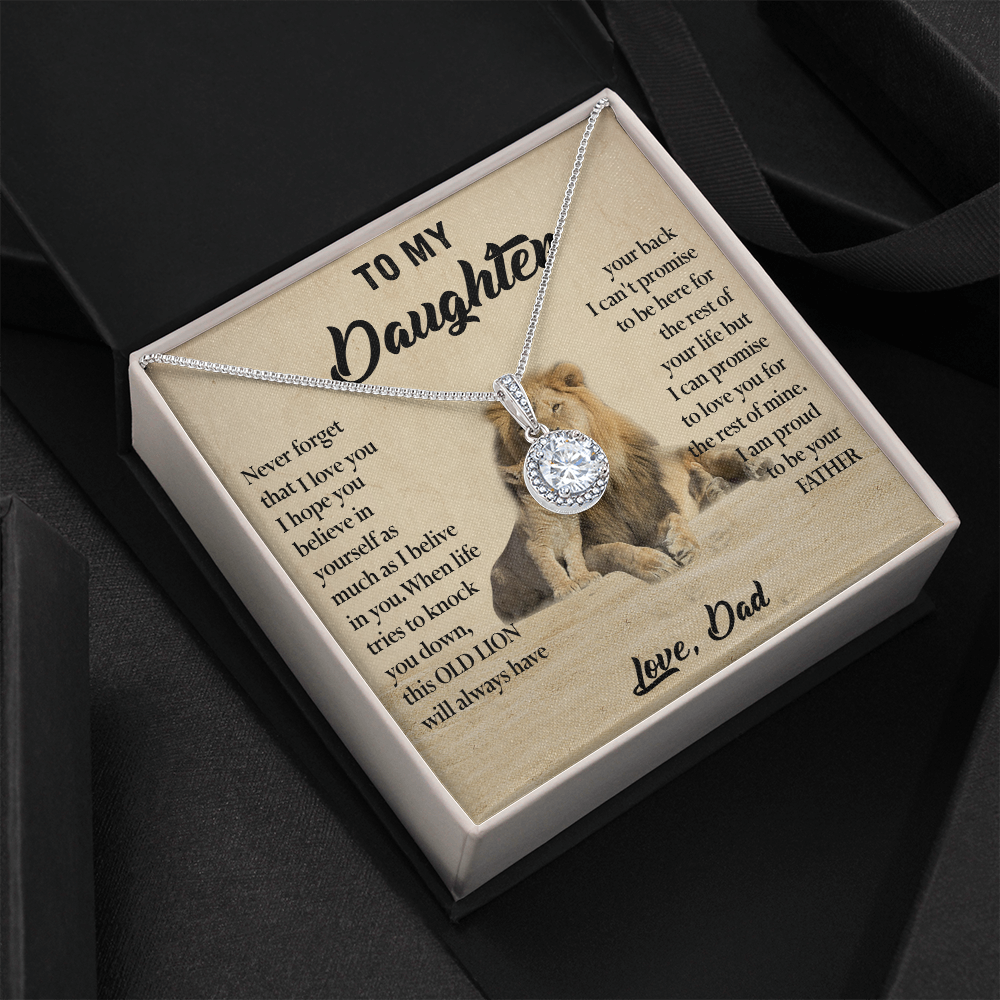 124E Necklace To My Daughter, Lion Daughter Birthday Gift from Lion Dad Necklace