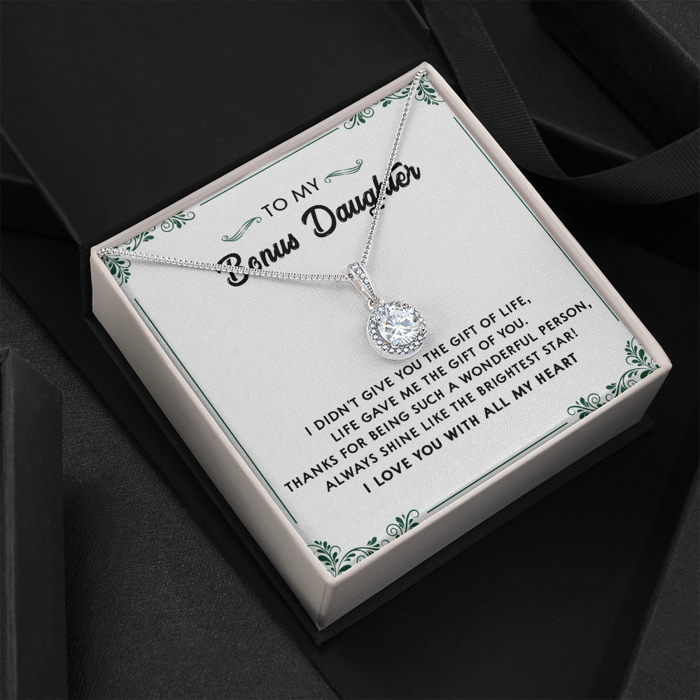 137E Perfect Gift for Bonus Daughter, Daughter Necklace, I Love You With All My Heart