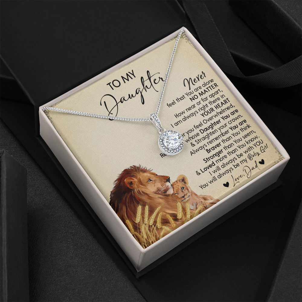 121E Necklace To My Daughter Gift From Lion Dad, You Are My Baby Girl, Birthday Gift