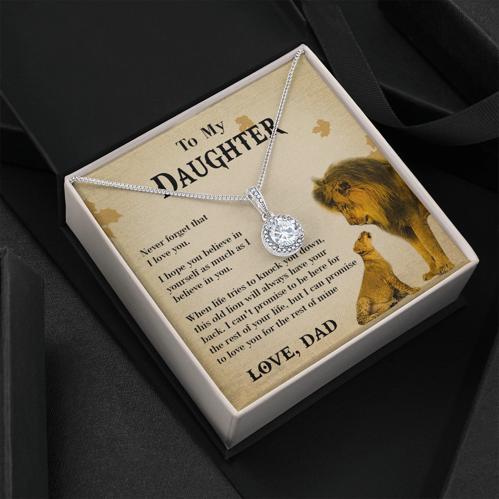 127E Necklace To My Daughter Lion, Daughter Birthday Gift, Lion Dad Necklace Gift