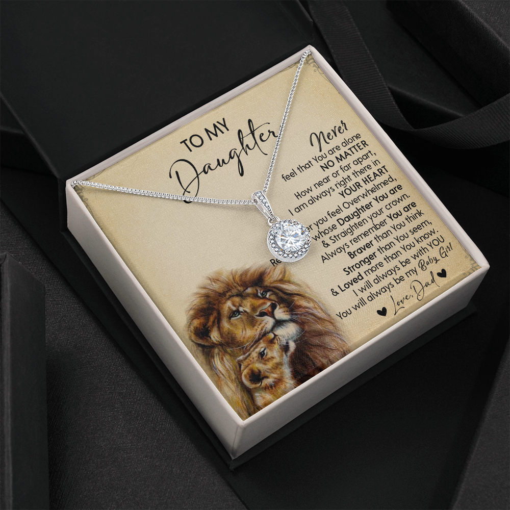 128E Necklace To My Daughter, Gift for Daughter, Birthday Gift, Lion Dad Necklace
