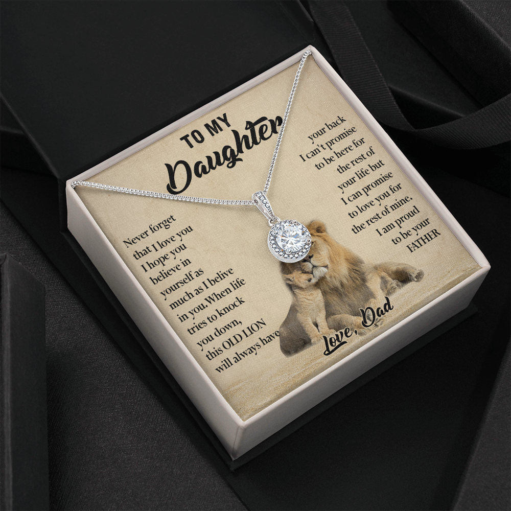 124E Necklace To My Daughter, Lion Daughter Birthday Gift from Lion Dad Necklace