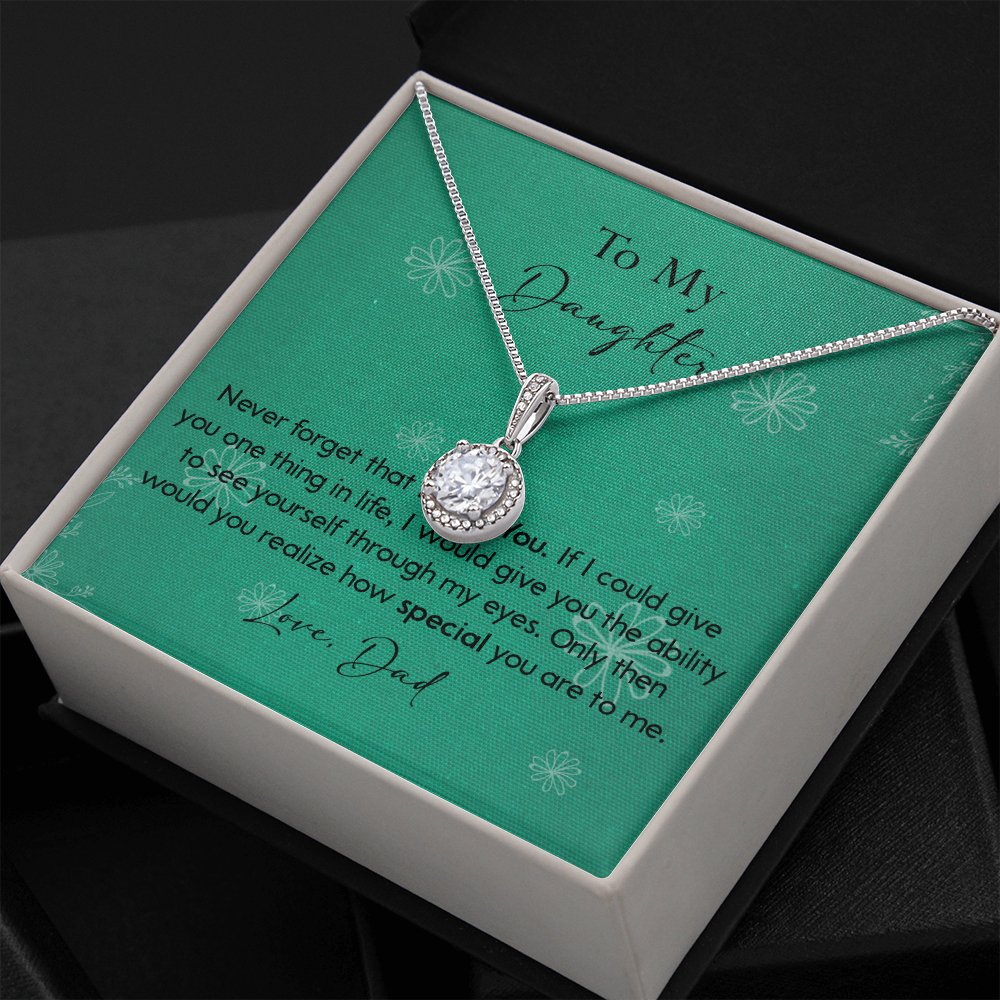 120E Necklace To My Daughter Gift From Dad, Never Forget That I LOVE YOU, Birth Gift