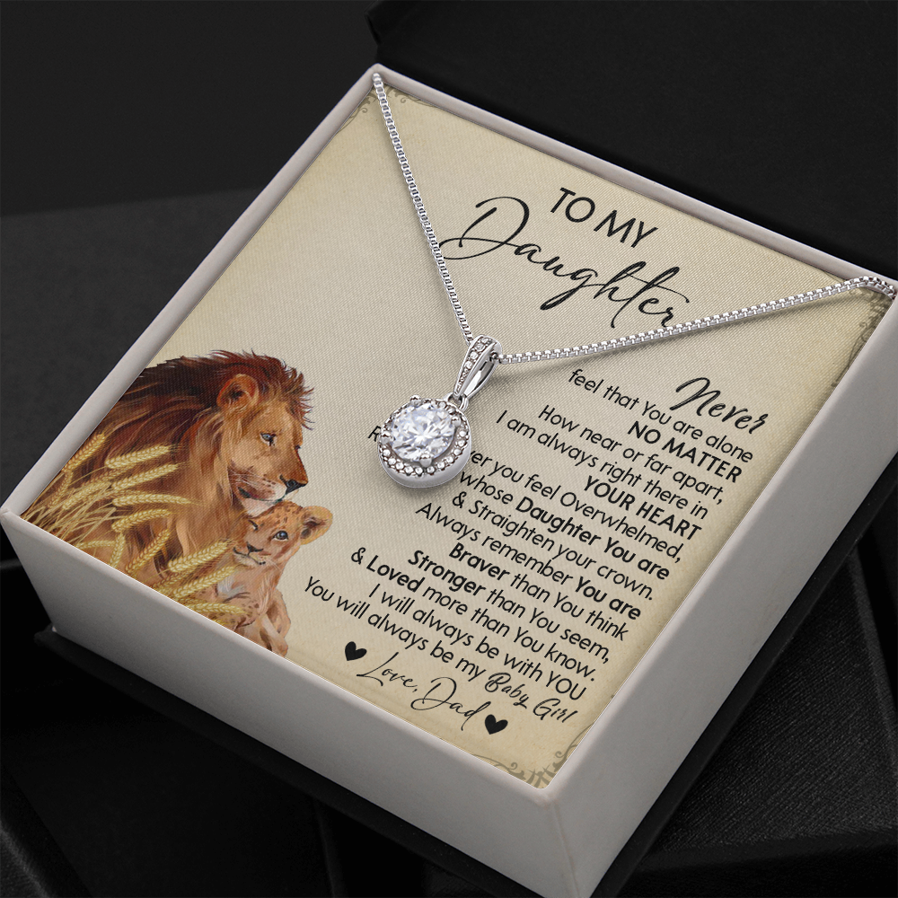 121E Necklace To My Daughter Gift From Lion Dad, You Are My Baby Girl, Birthday Gift