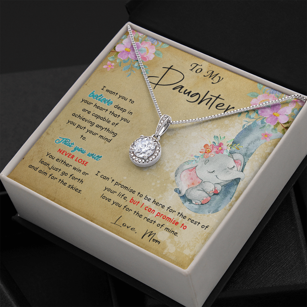 139E To My Daughter Necklace, Perfect Gift for Daughter From Elephant Mom, I Love You