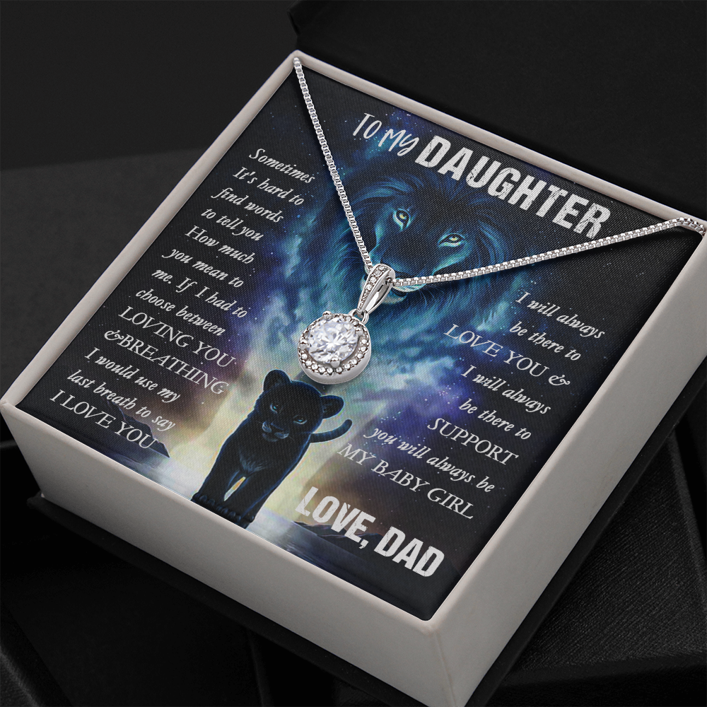 14E To my Lion Daughter Necklace, Lion Dad Gift for Daughter, My Baby Girl Necklace