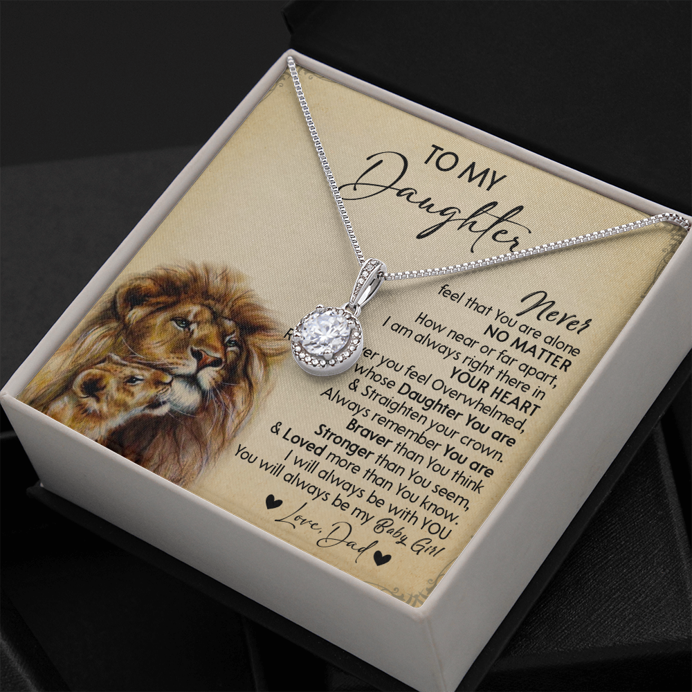 128E Necklace To My Daughter, Gift for Daughter, Birthday Gift, Lion Dad Necklace