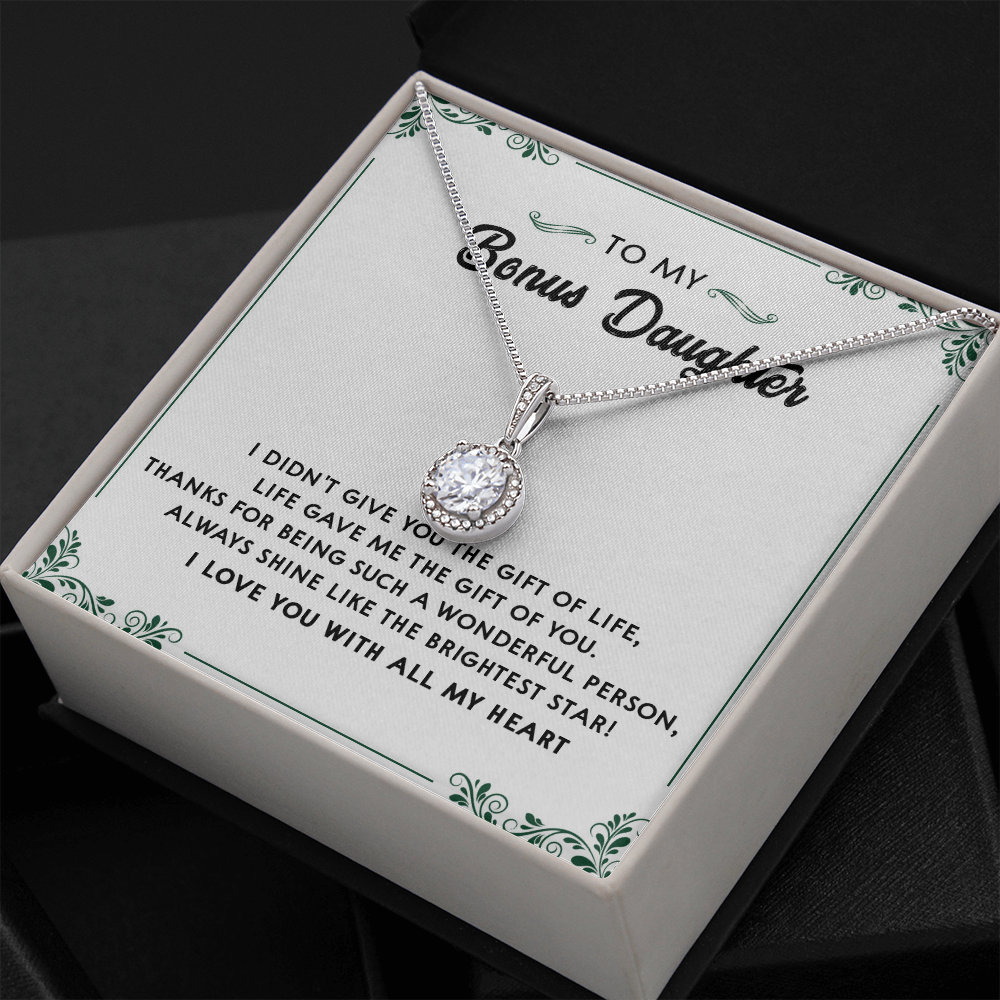 137E Perfect Gift for Bonus Daughter, Daughter Necklace, I Love You With All My Heart