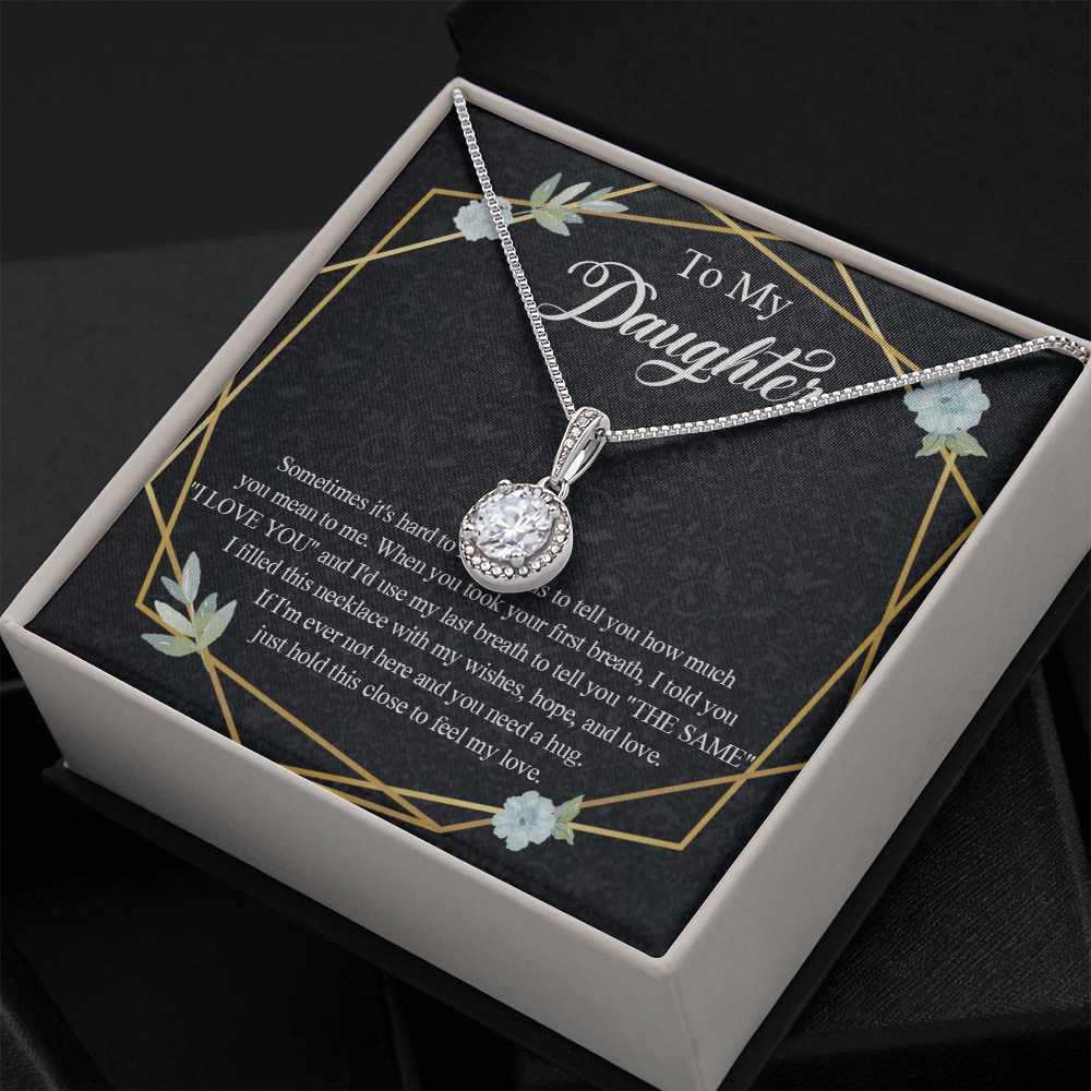 1E Heart Necklace To My Daughter Birthday Gift from Dad, Mom for Beautiful Daughter