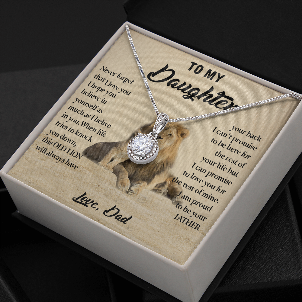 124E Necklace To My Daughter, Lion Daughter Birthday Gift from Lion Dad Necklace
