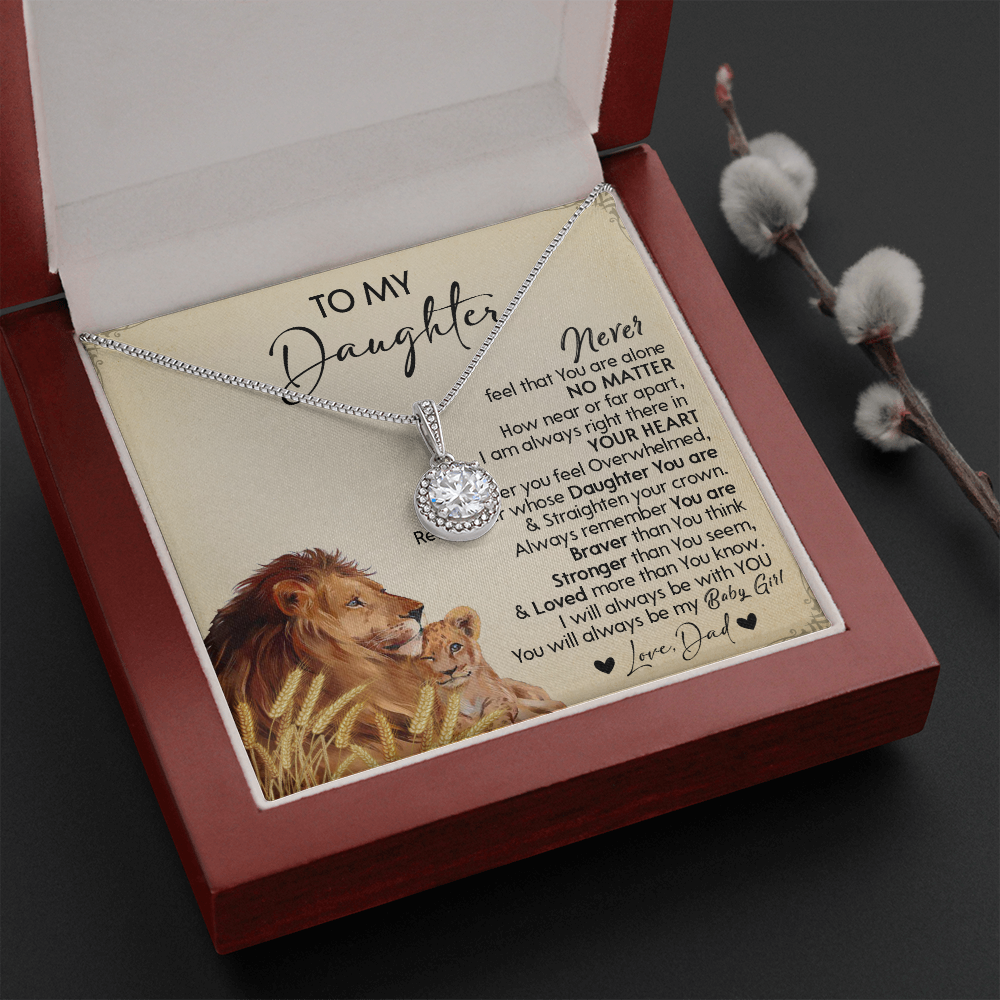 121E Necklace To My Daughter Gift From Lion Dad, You Are My Baby Girl, Birthday Gift