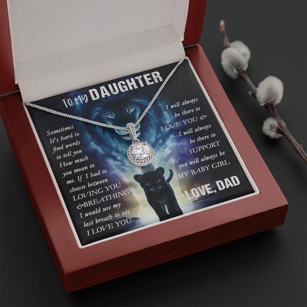 14E To my Lion Daughter Necklace, Lion Dad Gift for Daughter, My Baby Girl Necklace
