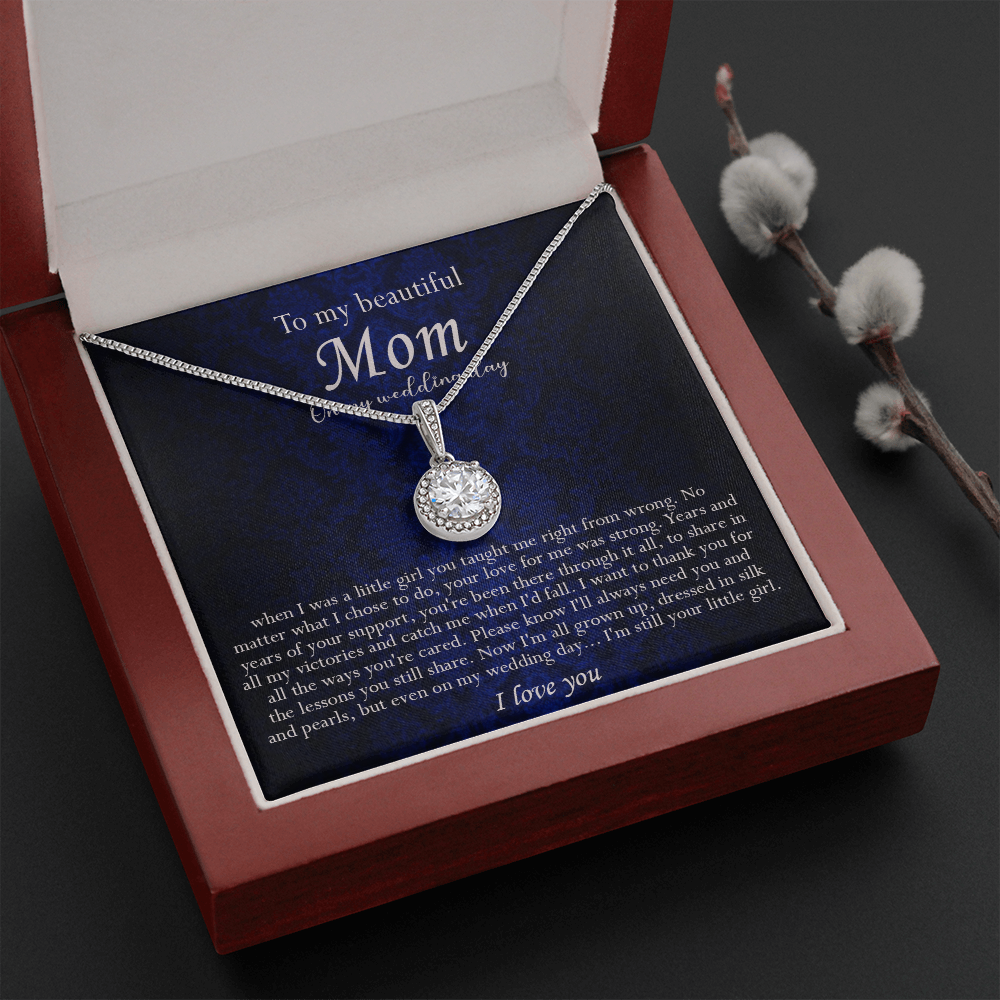 138E Necklace To My Beautiful Mom On My Wedding Day, I Love You Always Necklace Gift