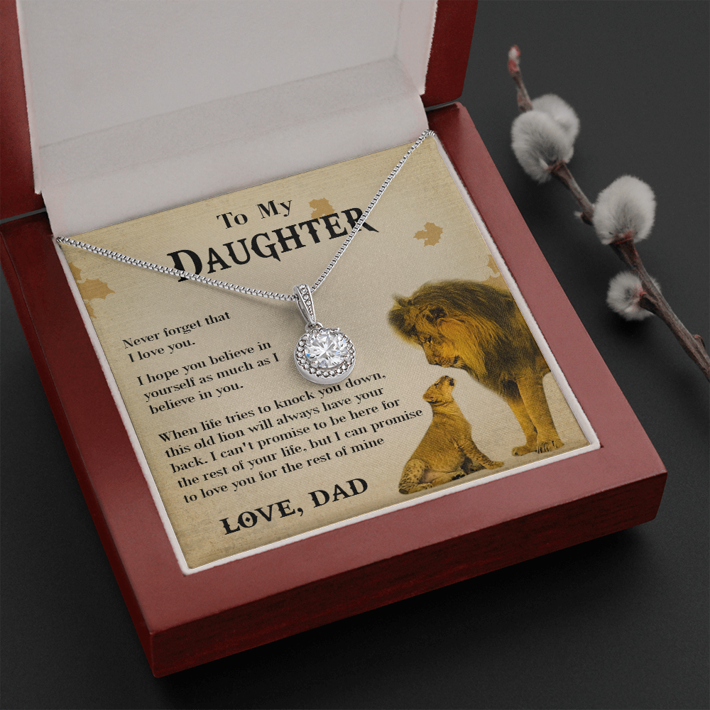 127E Necklace To My Daughter Lion, Daughter Birthday Gift, Lion Dad Necklace Gift