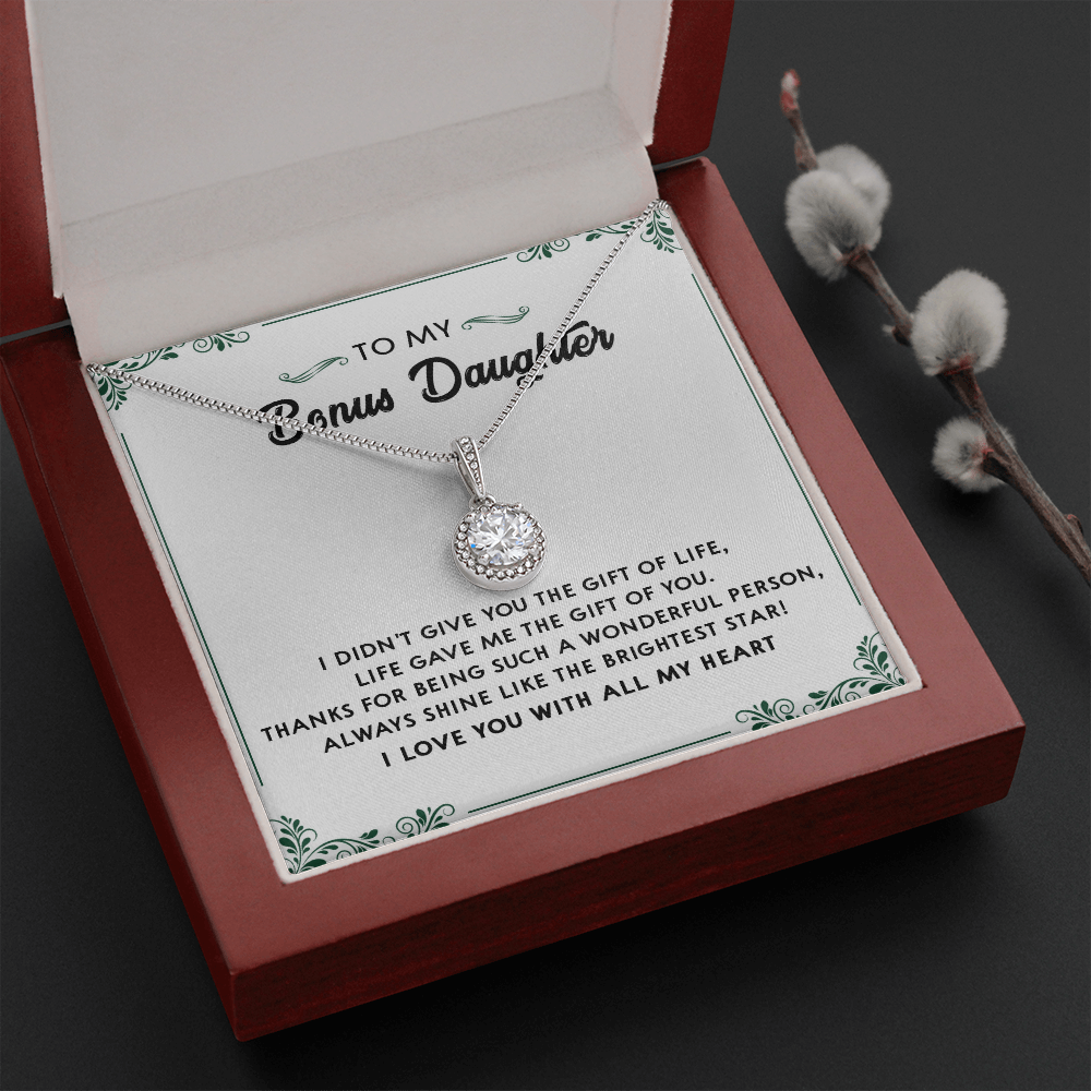 137E Perfect Gift for Bonus Daughter, Daughter Necklace, I Love You With All My Heart