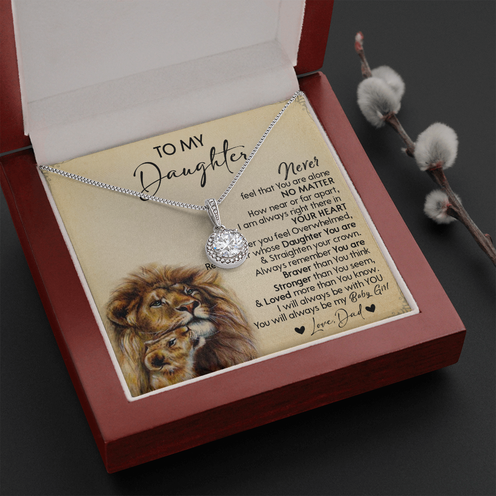 128E Necklace To My Daughter, Gift for Daughter, Birthday Gift, Lion Dad Necklace