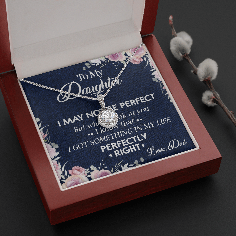 150E Necklace To My Daughter, Daughter Necklace Birthday Gift from Dad, I Love You