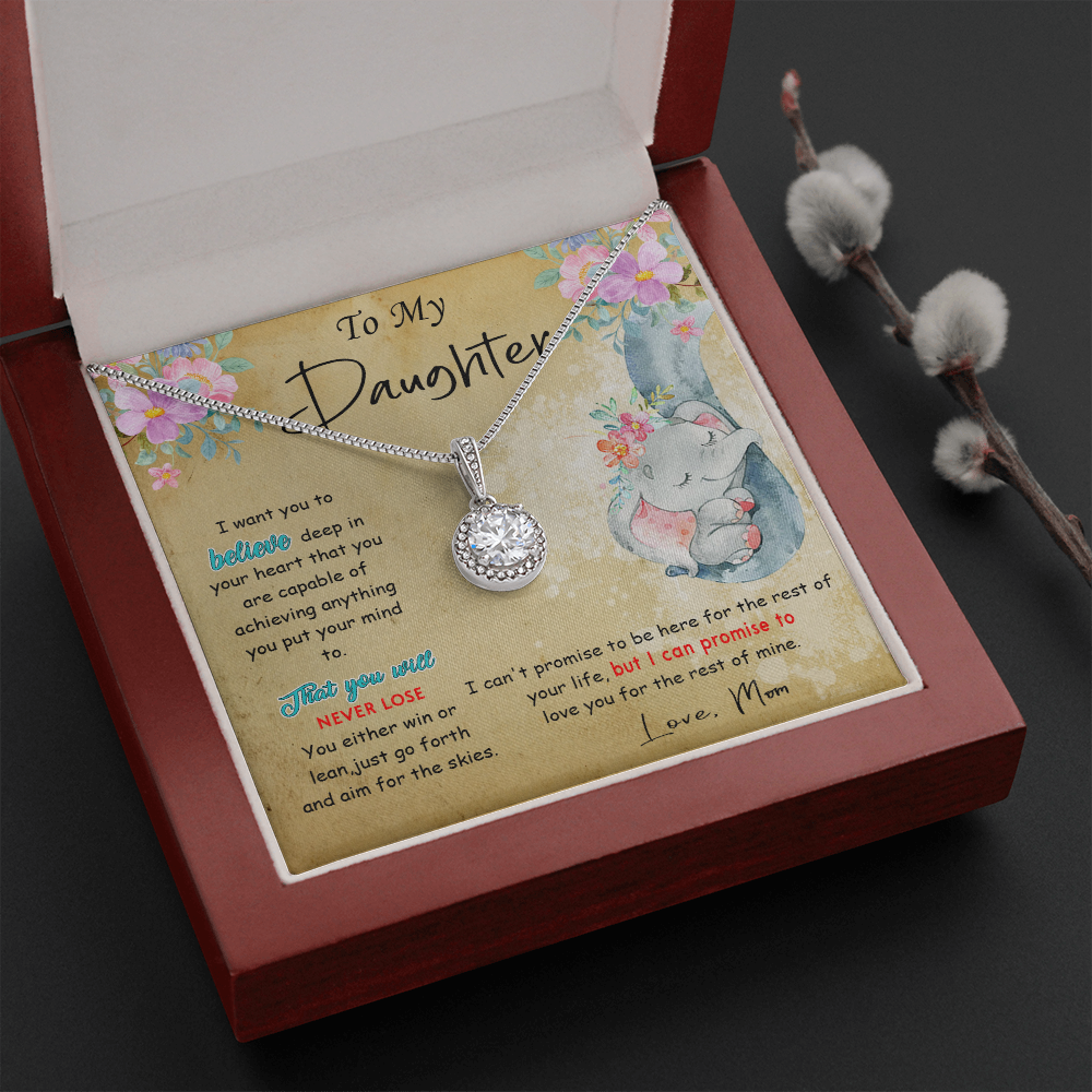 139E To My Daughter Necklace, Perfect Gift for Daughter From Elephant Mom, I Love You