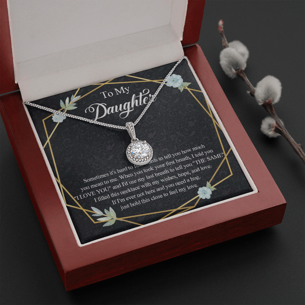 1E Heart Necklace To My Daughter Birthday Gift from Dad, Mom for Beautiful Daughter