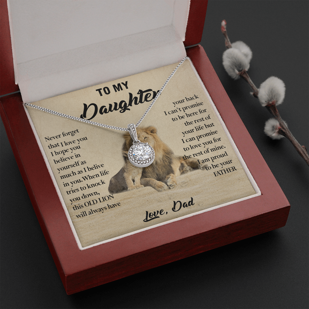 124E Necklace To My Daughter, Lion Daughter Birthday Gift from Lion Dad Necklace