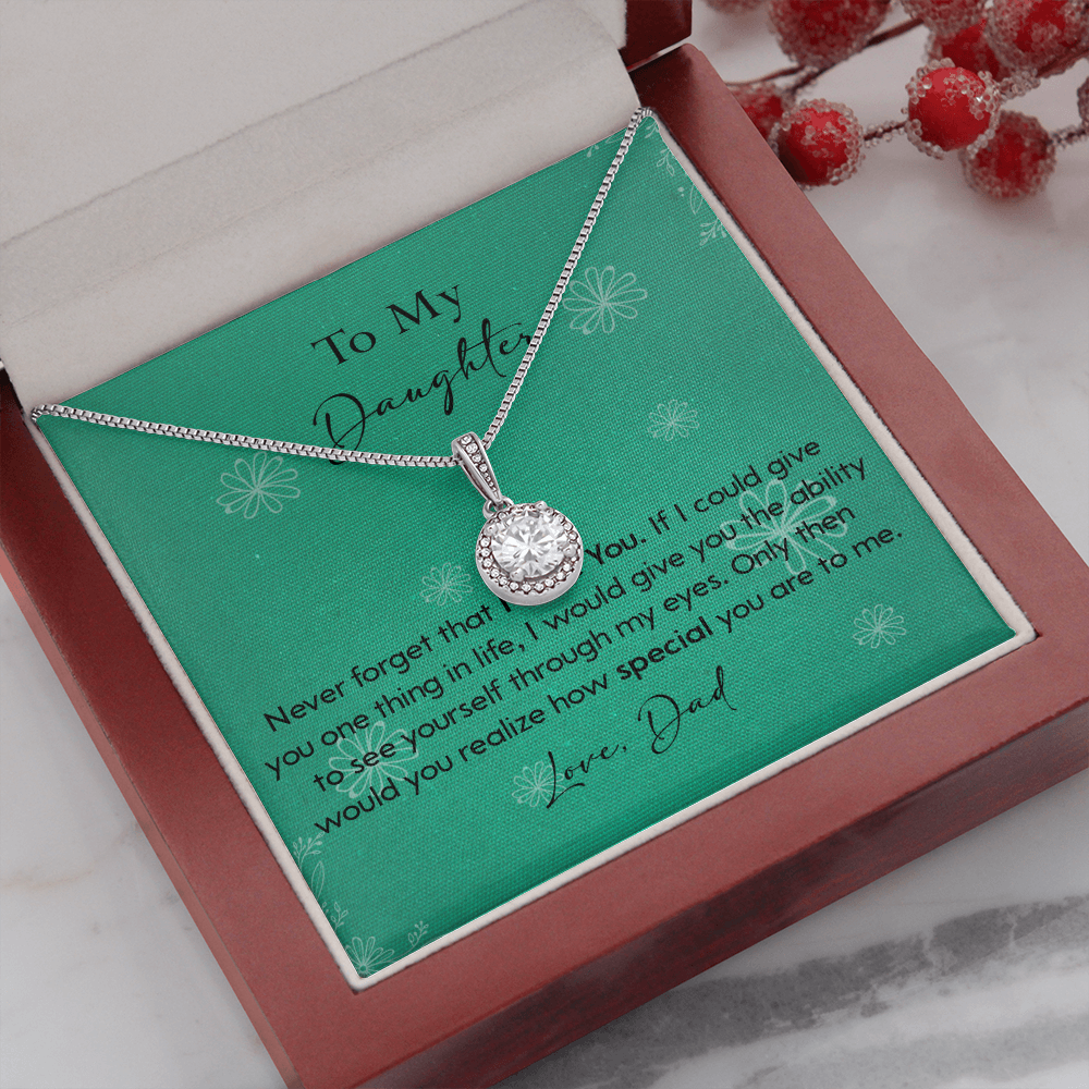 120E Necklace To My Daughter Gift From Dad, Never Forget That I LOVE YOU, Birth Gift
