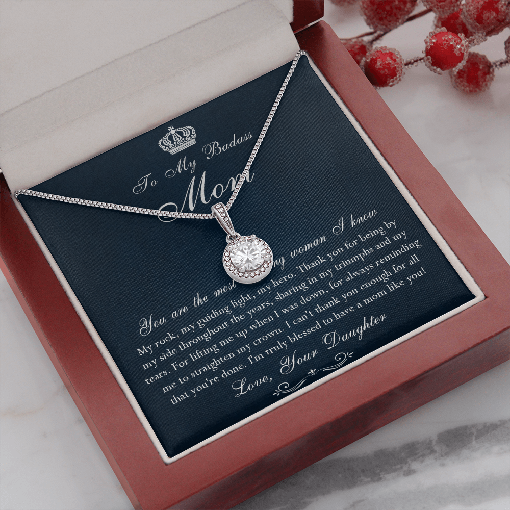 142E Necklace To My Badass Mom, Amazing Woman Necklace, I Love Mom Gift From Daughter